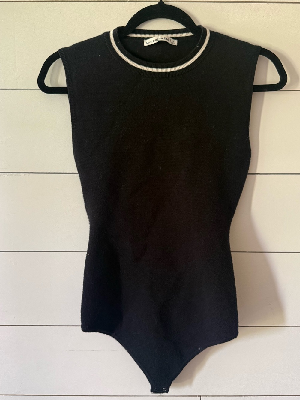 Abercrombie & Fitch Black Sleeveless Bodysuit with Contrast Trim